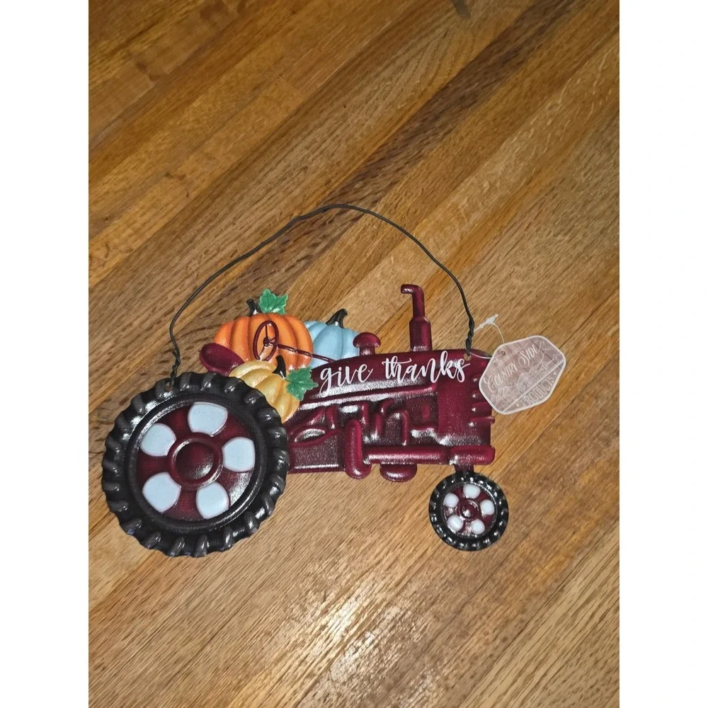 Country Side Products Give Thanks Metal Tractor Wall Decor Fall Harvest Pumpkin
